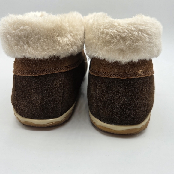 Sperry Top-Sider Faux Fur Lined Suede Ankle Boots Brown Cream  Women’s Size 9 - Picture 4 of 8